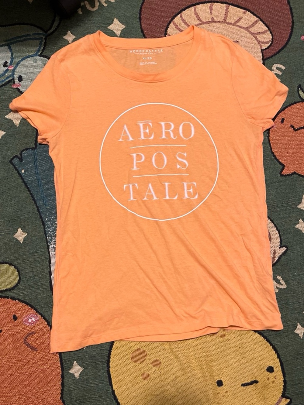 Aeropostale Women's Peach-Orange Short Sleeve Logo Tee